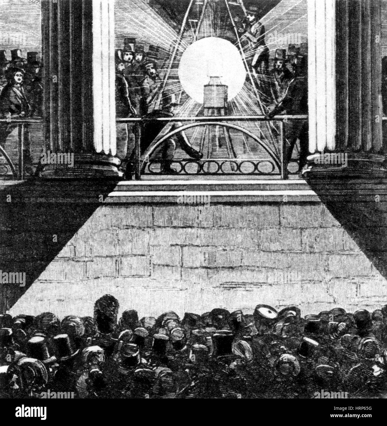 Démonstration de la lumière électrique, Londres, 1848 Banque D'Images