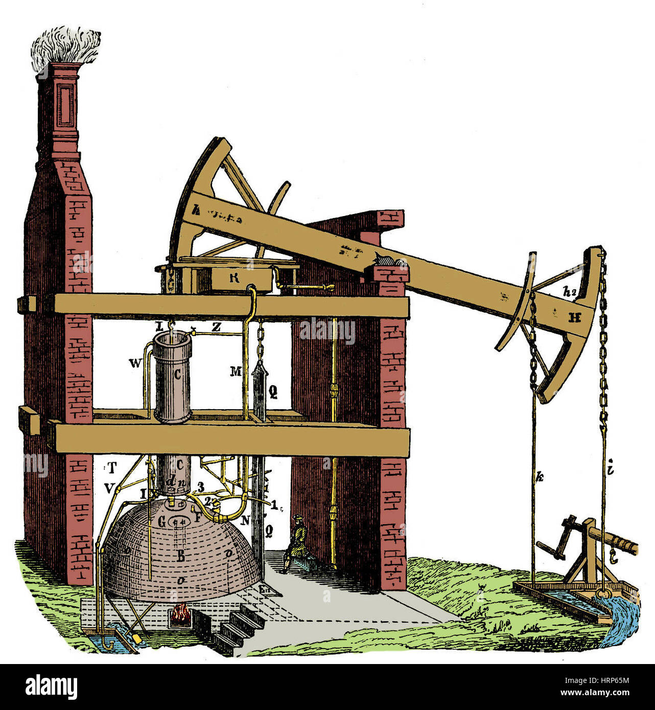 Machine à vapeur atmosphérique Newcomen, 1712 Banque D'Images
