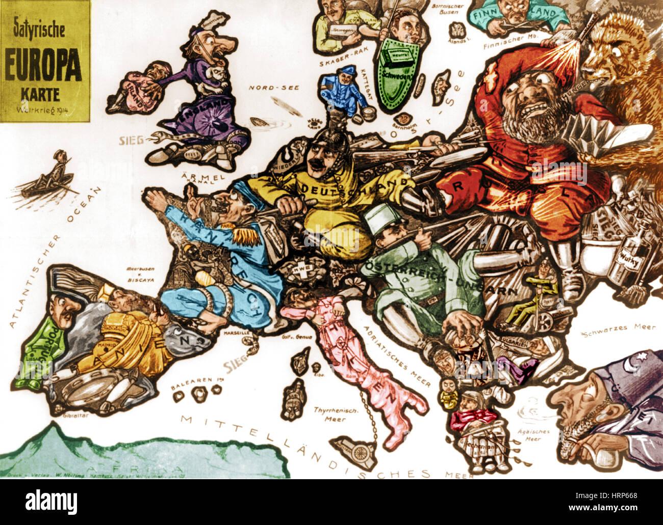 La Première Guerre Mondiale Guerre Satirique Carte De L