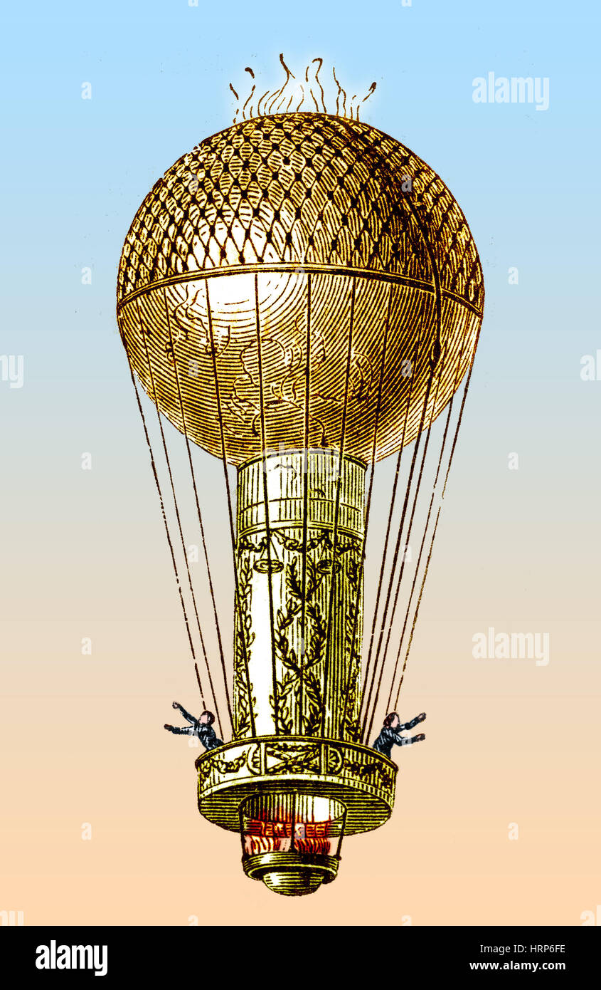 Ballon Montgolfier, Pilatre de Rozier, 1780 Banque D'Images