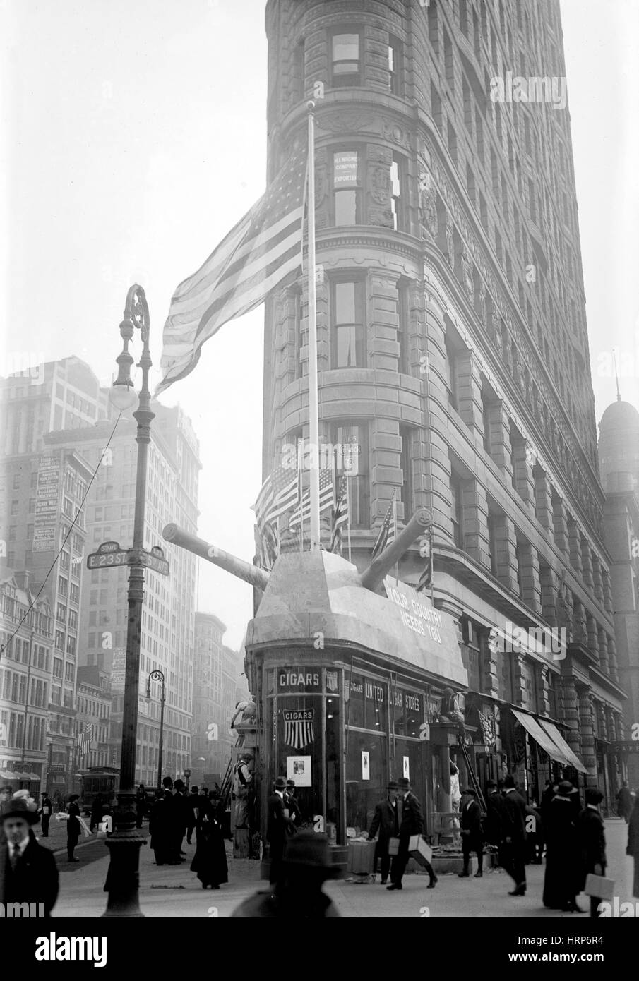 New York, LA PREMIÈRE GUERRE MONDIALE signe de recrutement, Flatiron Building, 1918 Banque D'Images