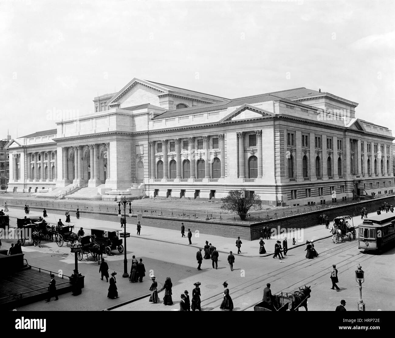 NY Public Library, branche principale de la construction, 1908 Banque D'Images