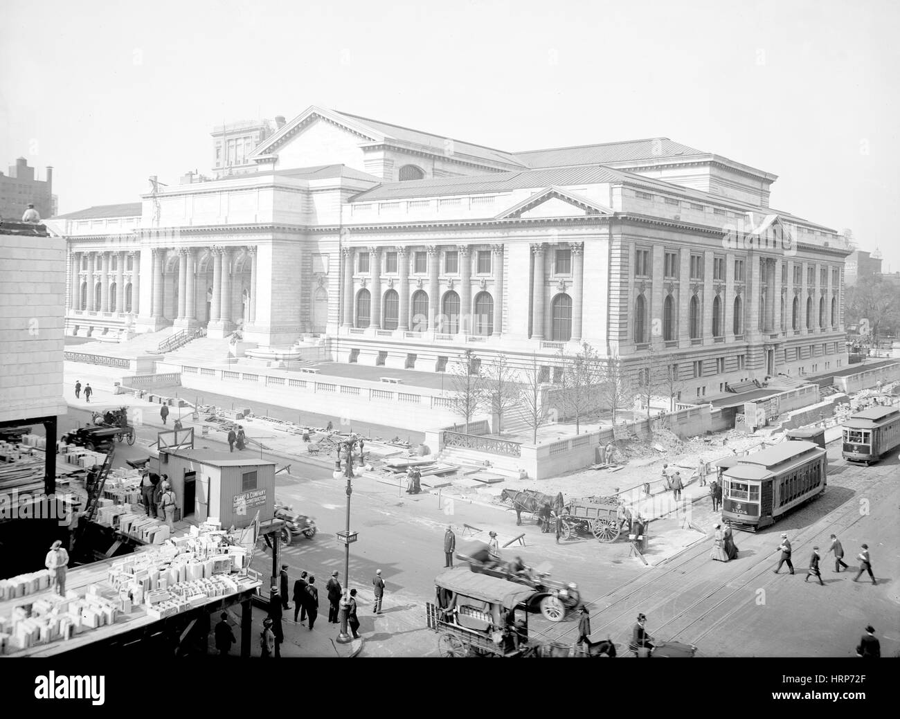 NY Public Library, branche principale de la construction, 1910 Banque D'Images