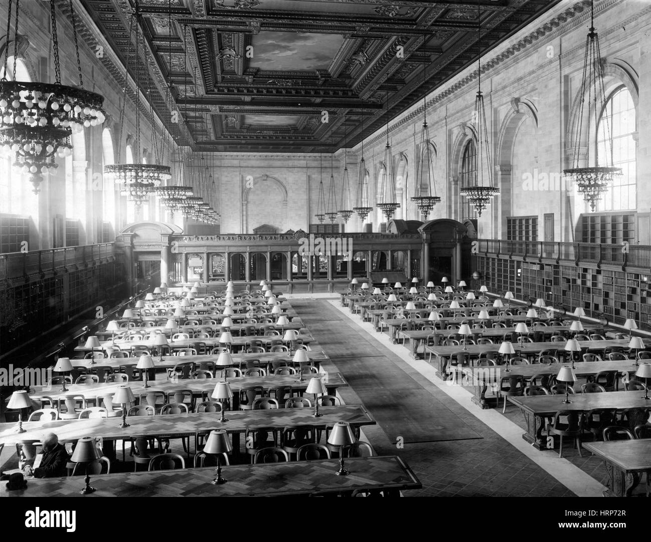 NYPL, branche principale, salle de lecture, 1911 Banque D'Images