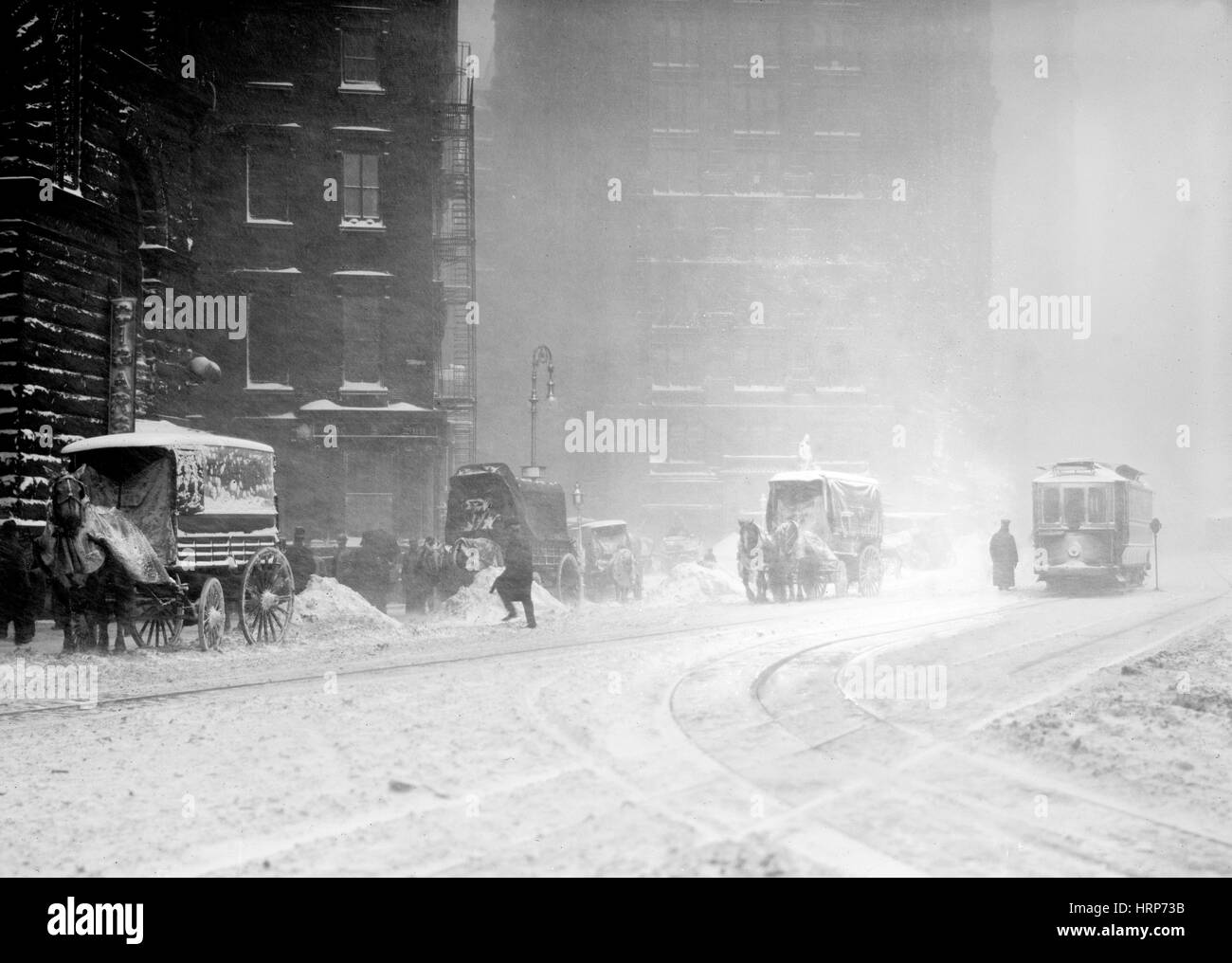 NYC, Blizzard de 1910 Banque D'Images