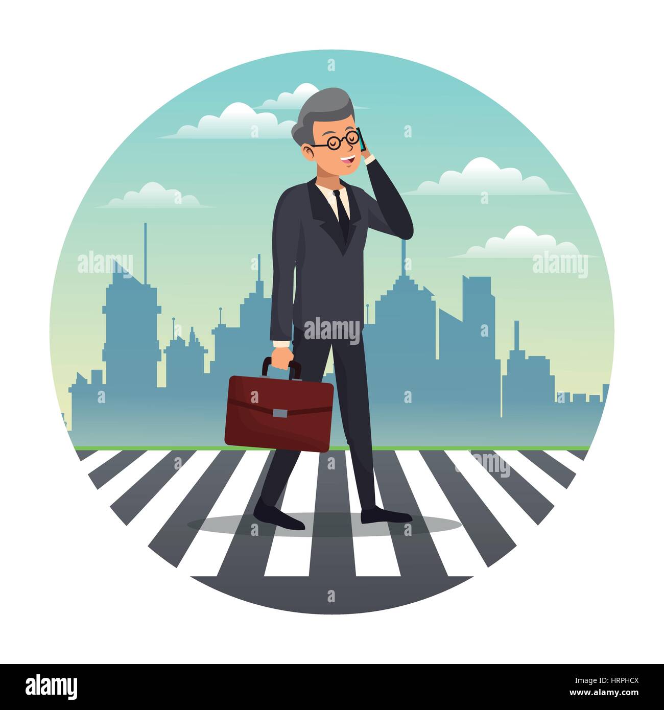Talk business man walking street urban background Illustration de Vecteur