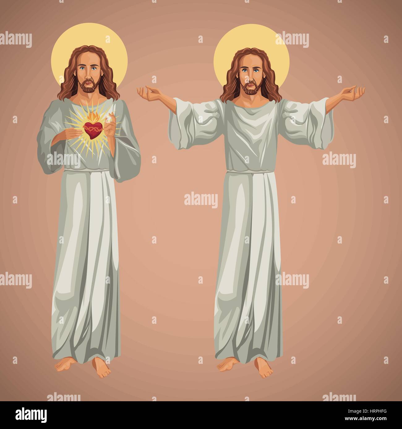 Deux image de jésus christ christianisme Illustration de Vecteur