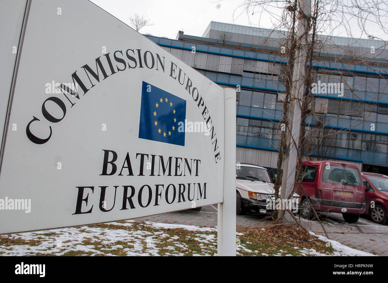 Luxembourg 03.03.2005. Avis de bâtiment Euroforum dans Kircherg, Commission européenne, Euratom, d'approvisionnement nucléaire. Banque D'Images