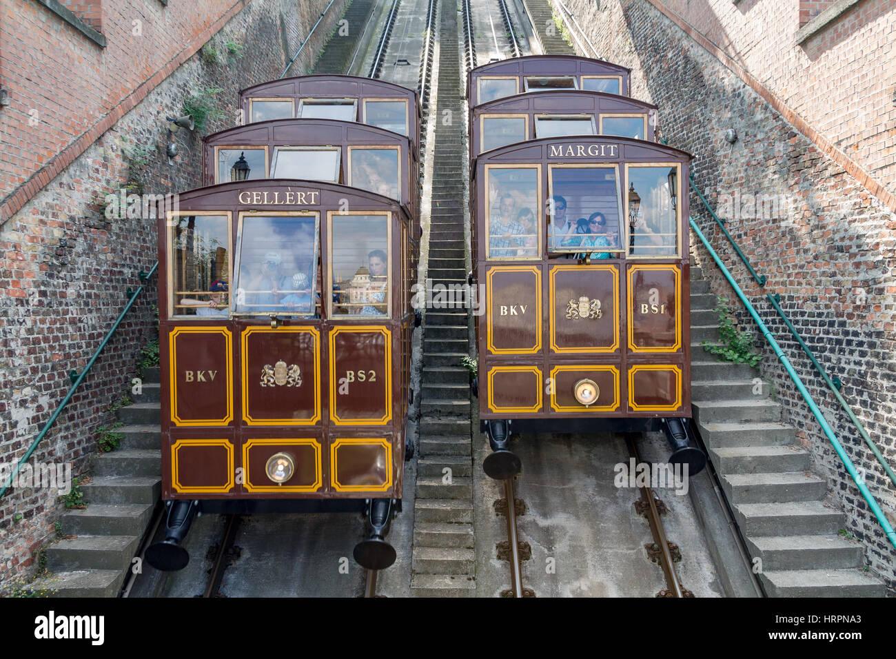 Le Funiculaire du château de Buda à Budapest, Hongrie voitures Banque D'Images