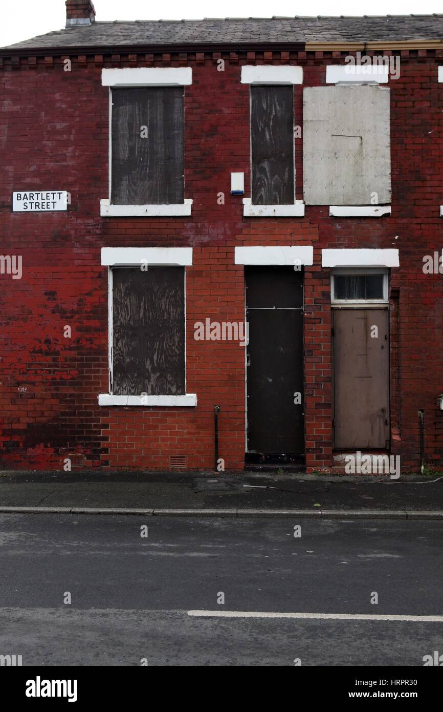 Maisons placardées dans Beswick , Manchester , Angleterre , Royaume-Uni Banque D'Images