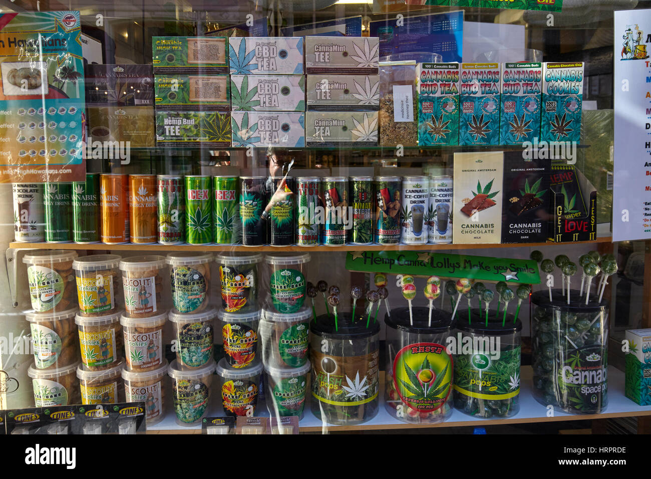 Les produits du cannabis dans un magasin à Amsterdam, Pays-Bas Banque D'Images