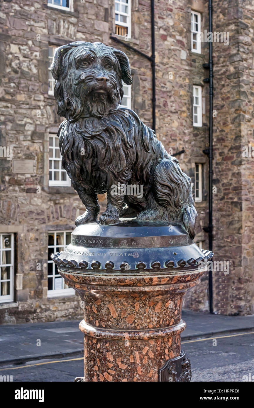 Skye Terrier Kampa statue commémorative à l'angle de la rangée des fabricants et le roi George IV Bridge à Edimbourg en Ecosse Banque D'Images