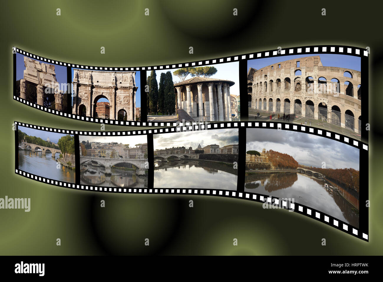 Film film avec images classiques de Rome relatives aux sites archéologiques et sites le long du Tibre Banque D'Images