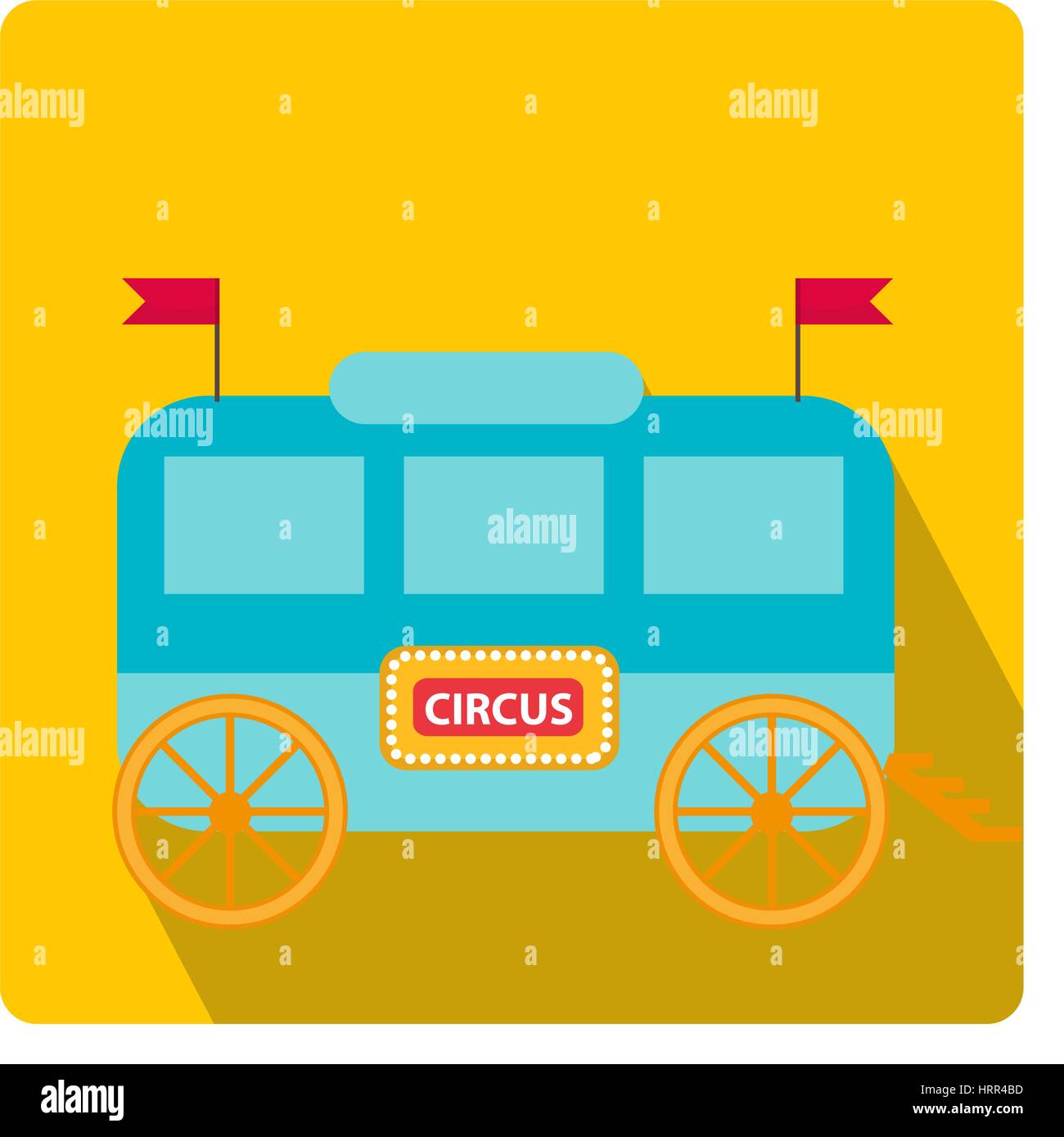 Remorque de cirque, l'icône de style wagon plat avec de longues ombres, isolé sur fond blanc. Vector illustration. Illustration de Vecteur
