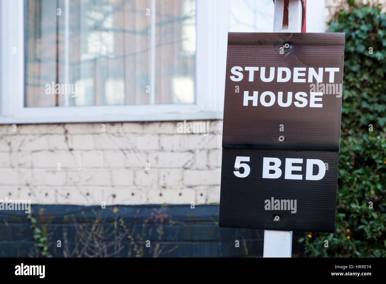 Student house sign. Chambres d'étudiants dans une maison partagée par un propriétaire privé, Lancashire, England, UK Banque D'Images