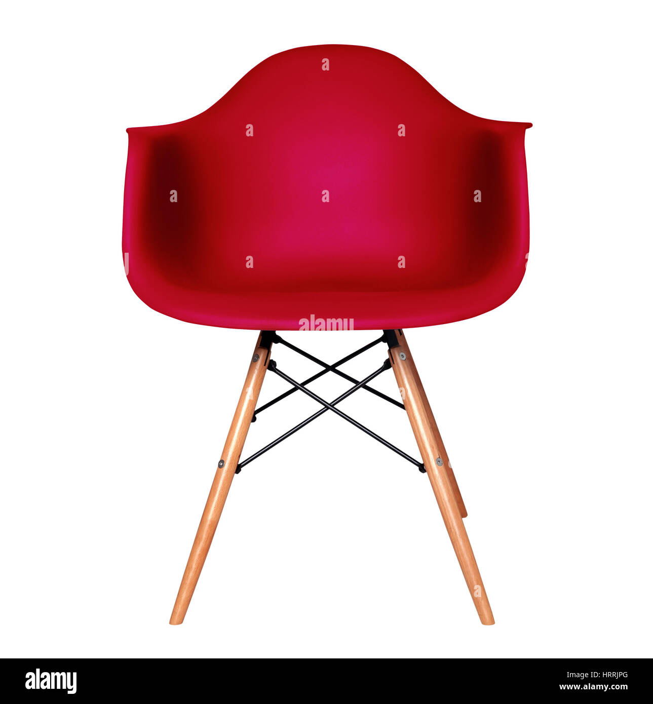 Tabouret chaise moderne rouge isolé sur fond blanc. Banque D'Images