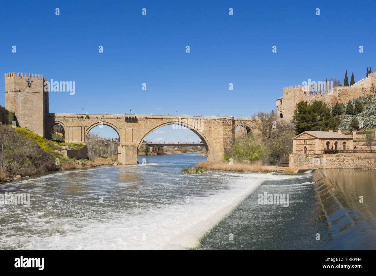 San Martin et pont tage à Tolède, Espagne Banque D'Images