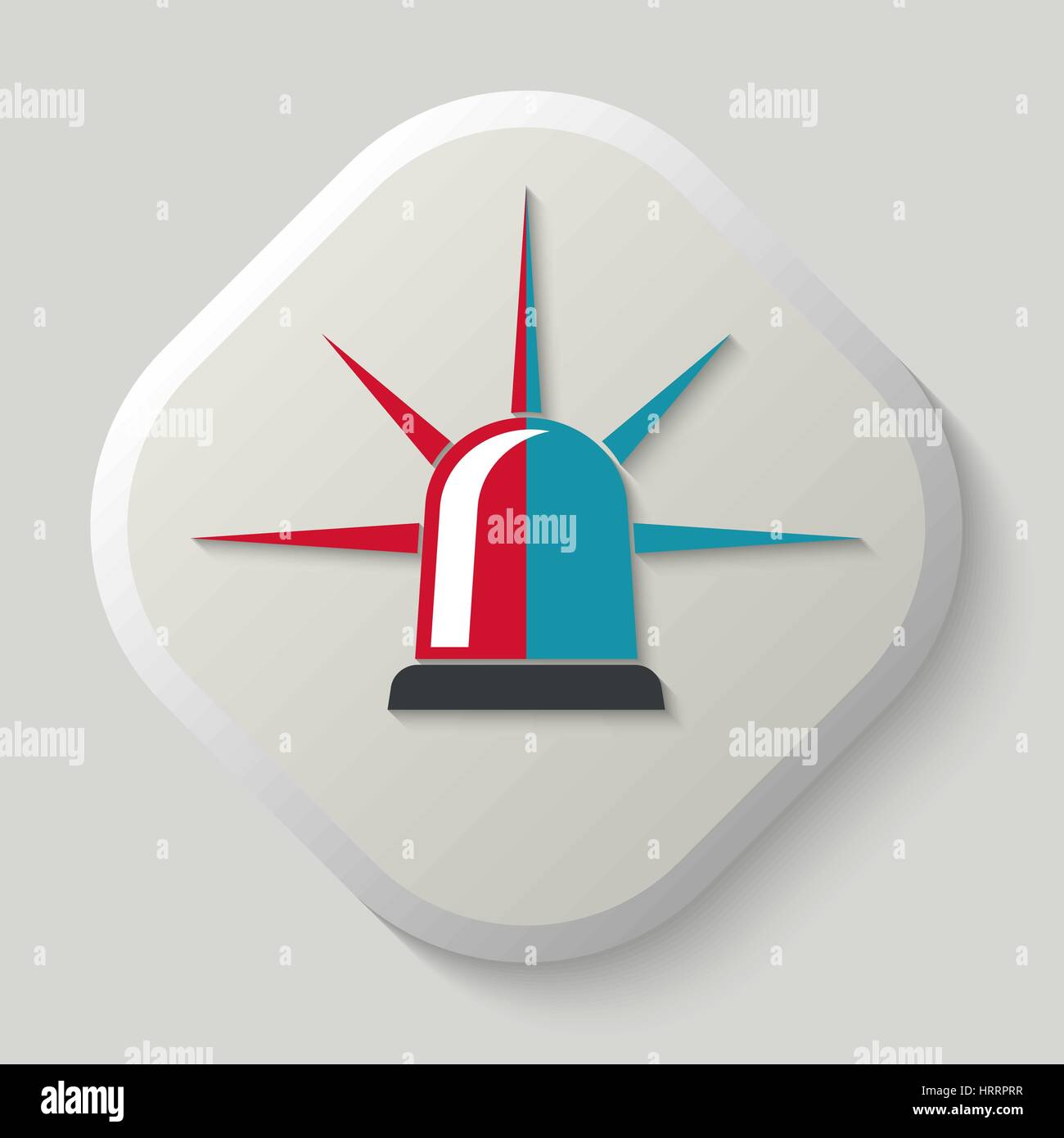 Services policiers et ambulanciers clignotant bleu rouge avec une tache de lumière blanche sur le bouton convexe gris. Élément du vecteur de la conception graphique Illustration de Vecteur