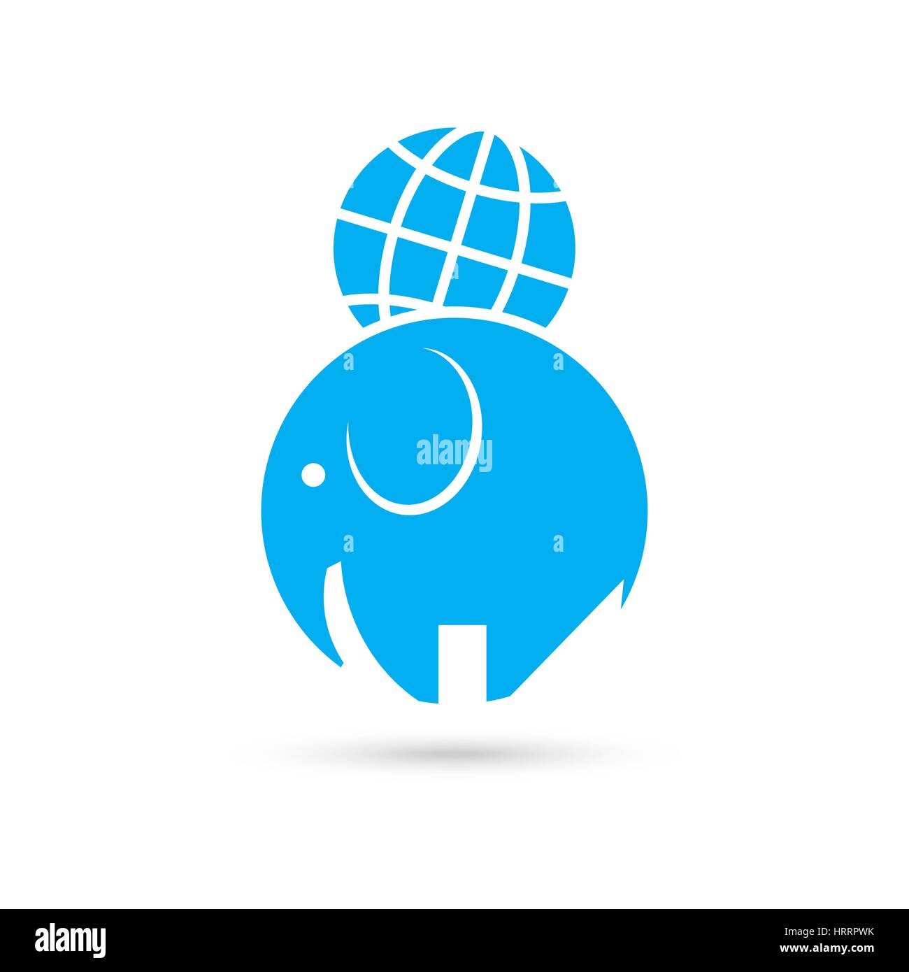 L'éléphant et le monde isolé sur un fond blanc. Notion de puissance et de force. Modèle de logo. Élément du vecteur de la conception graphique Illustration de Vecteur