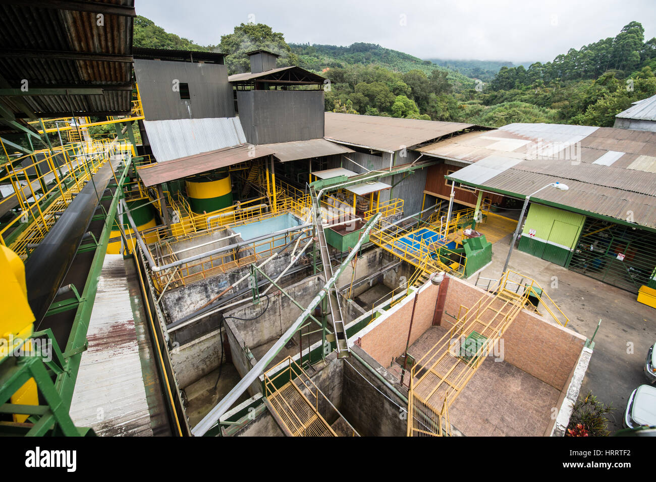 Une vue d'une usine de traitement du café situé à San Marcos, au Costa Rica. Banque D'Images