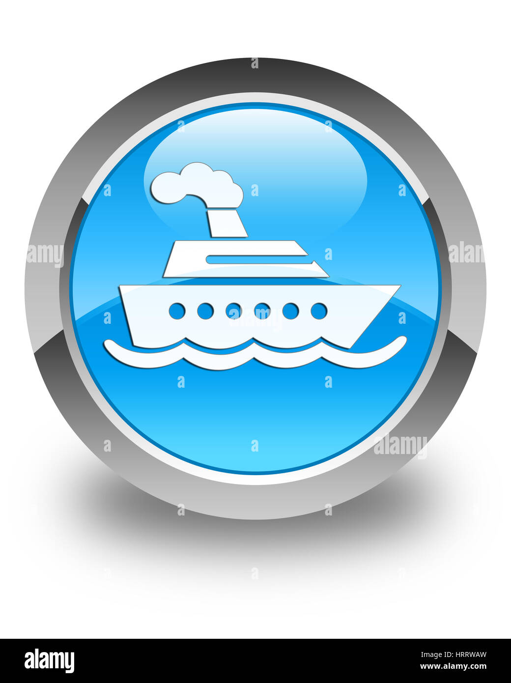 Bateau de croisière isolé sur l'icône bouton rond bleu cyan brillant abstract illustration Banque D'Images
