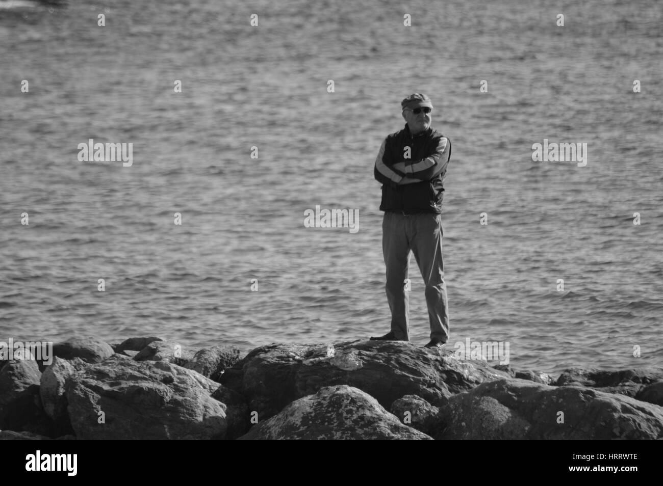 L'homme sur la plage Banque D'Images