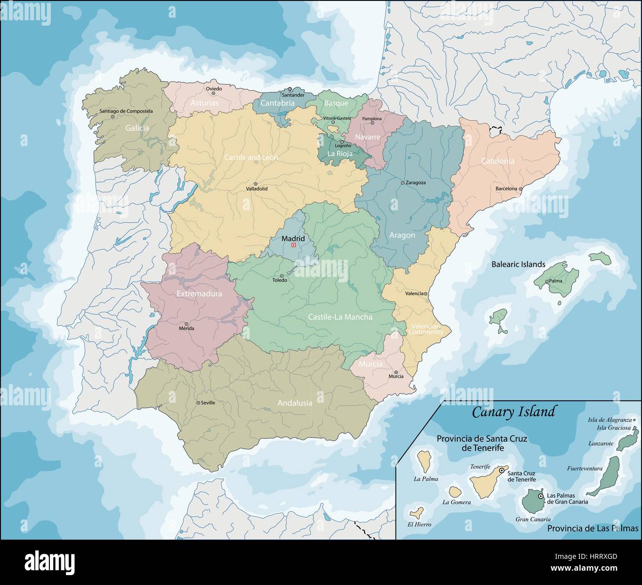 Carte De L Espagne Image Vectorielle Stock Alamy