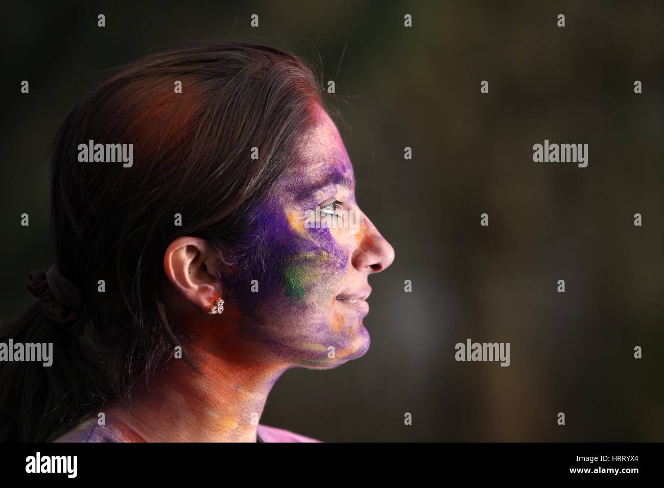 Festival Holi célébrations dans Platt Fields Park , Falowfield , Manchester Banque D'Images