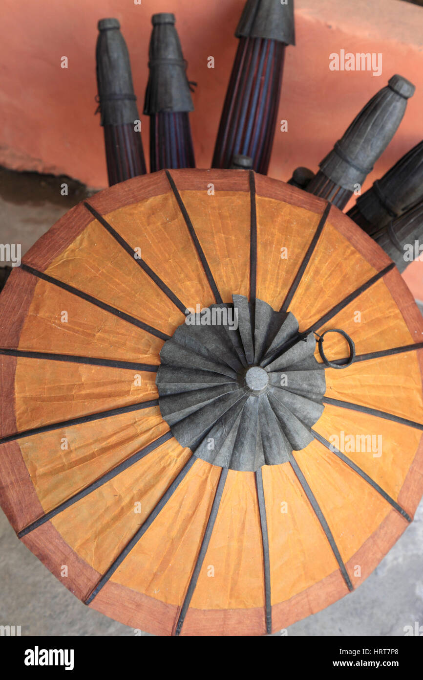 Le Laos, Vientiane, parapluie, artisanat, boutique, shopping, Banque D'Images