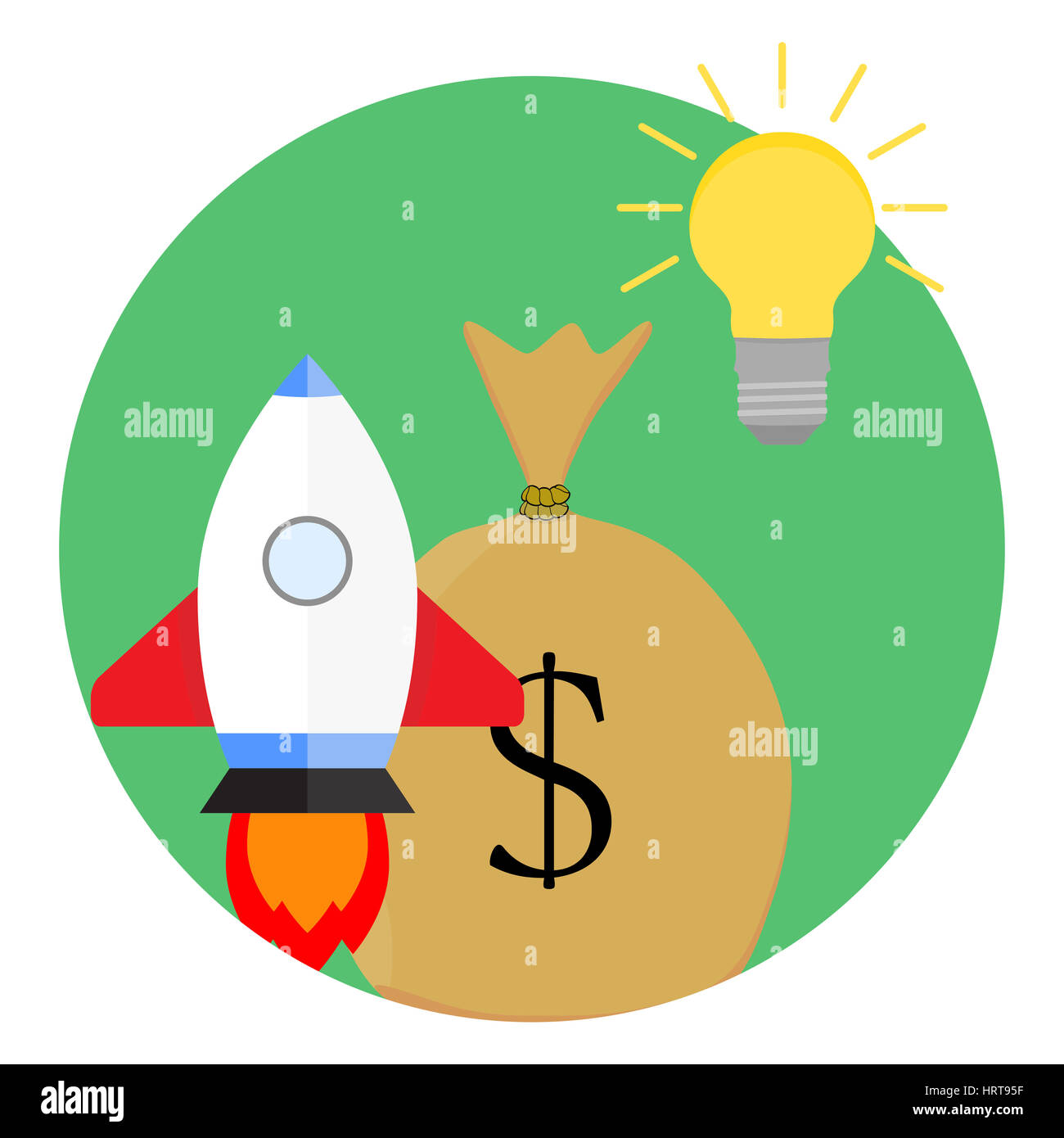 L'icône de démarrage app. Nouvelle idée d'affaires, lancement de vaisseau spatial. Vector illustration Banque D'Images