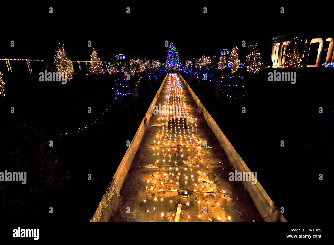 Lumière de Noël parc Untermyer Yonkers, New York Banque D'Images