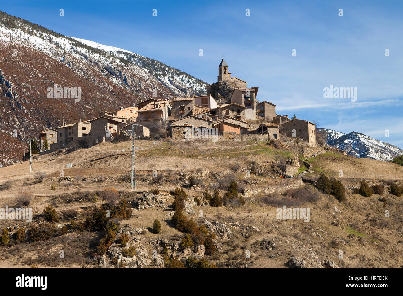 Village de Josa de Cadi dans les Pyrénées, la Catalogne, Espagne. Banque D'Images