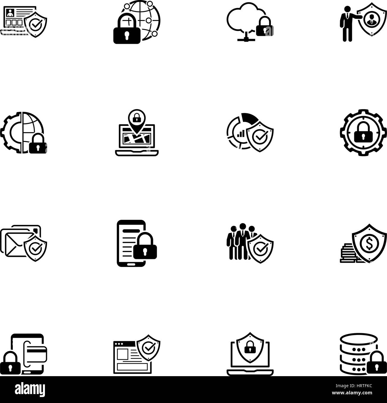 Télévision La protection des dessins et les icônes de sécurité définie. Illustration de Vecteur