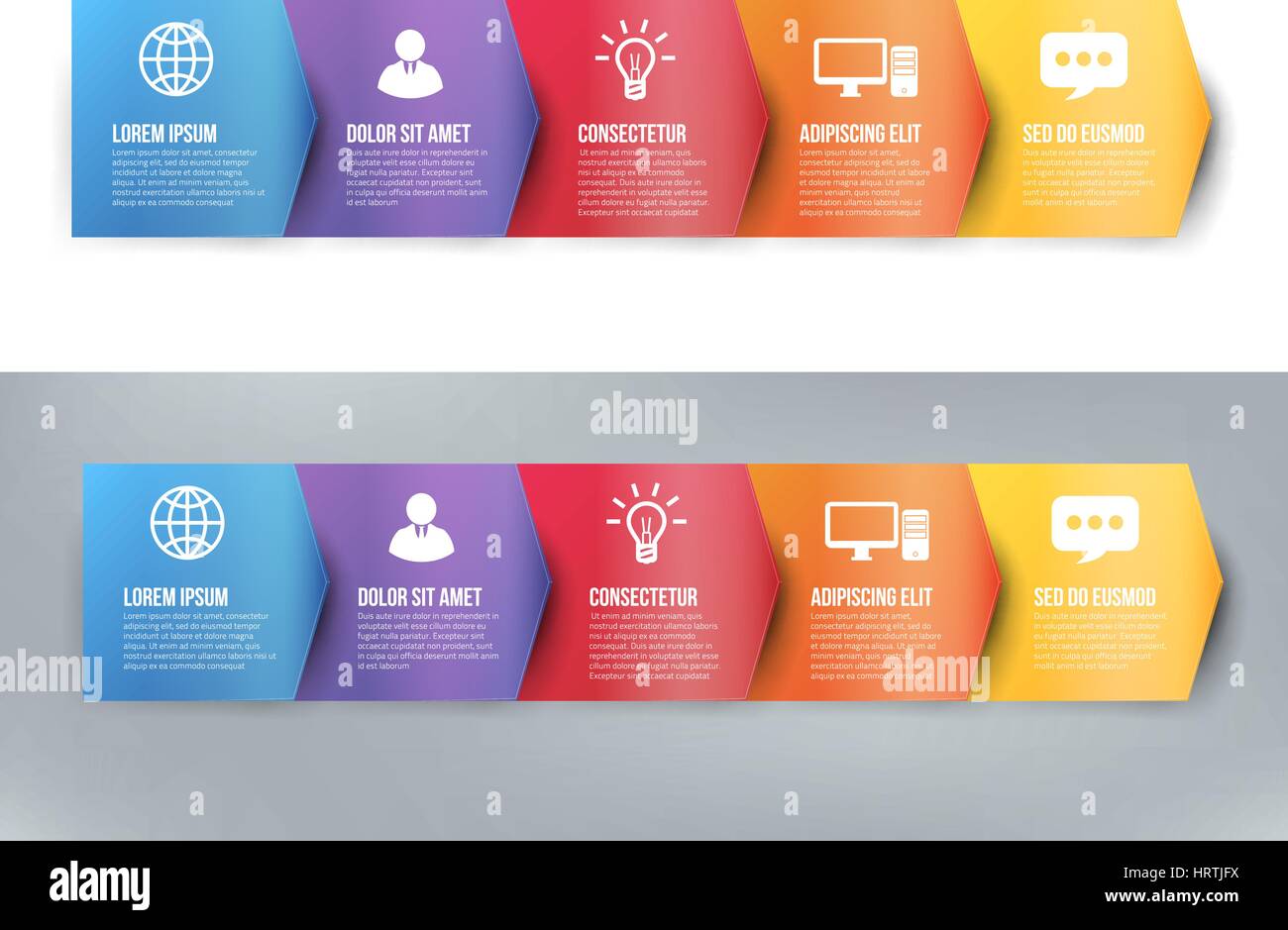 L'infographie avec 5 étapes ou options flèches vector Illustration de Vecteur