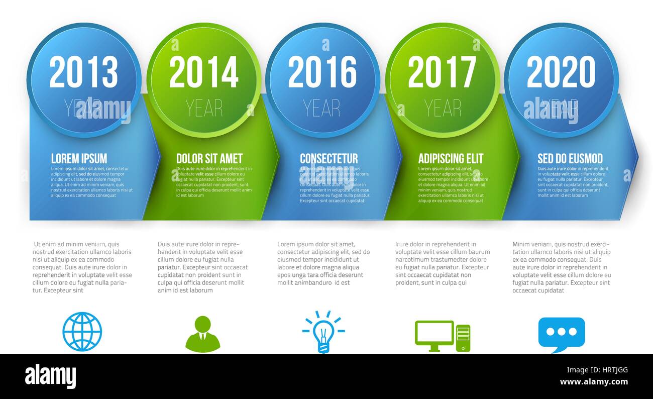 L'infographie chronologie modèle vectoriel 5 étapes Illustration de Vecteur