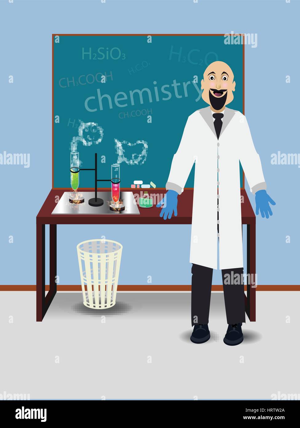 Enseignant De Chimie A La Table Concept De L Education Illustration Utiliser Un Telephone Intelligent Site Web Impression Decoration Etc Image Vectorielle Stock Alamy