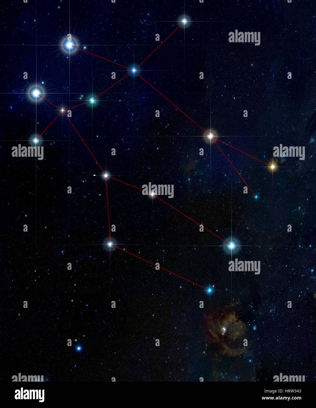 L'image illustrant la constellation des Gémeaux. Banque D'Images