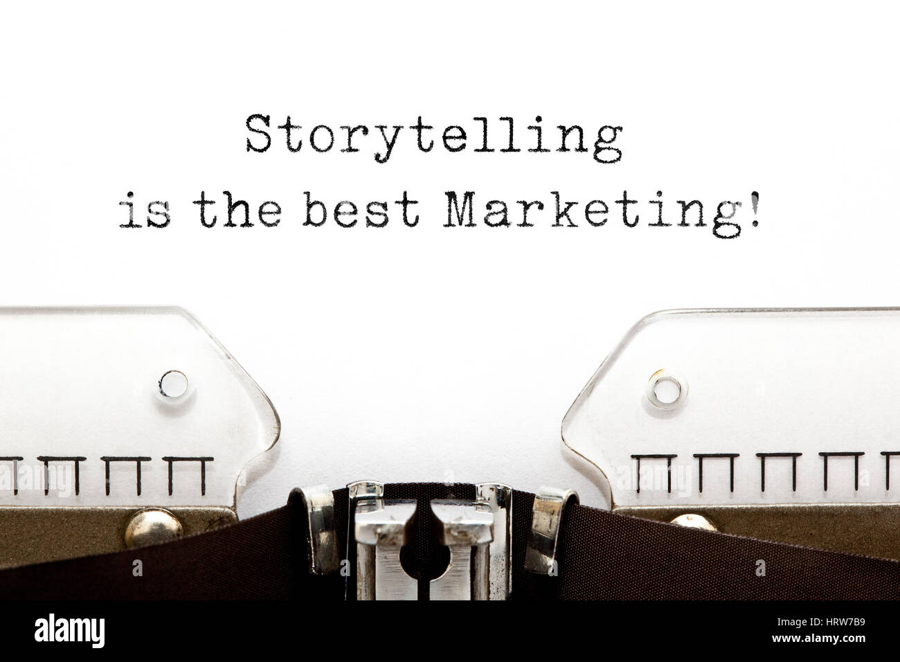 La narration est le meilleur marketing quote dactylographiées sur machine à écrire rétro. Banque D'Images