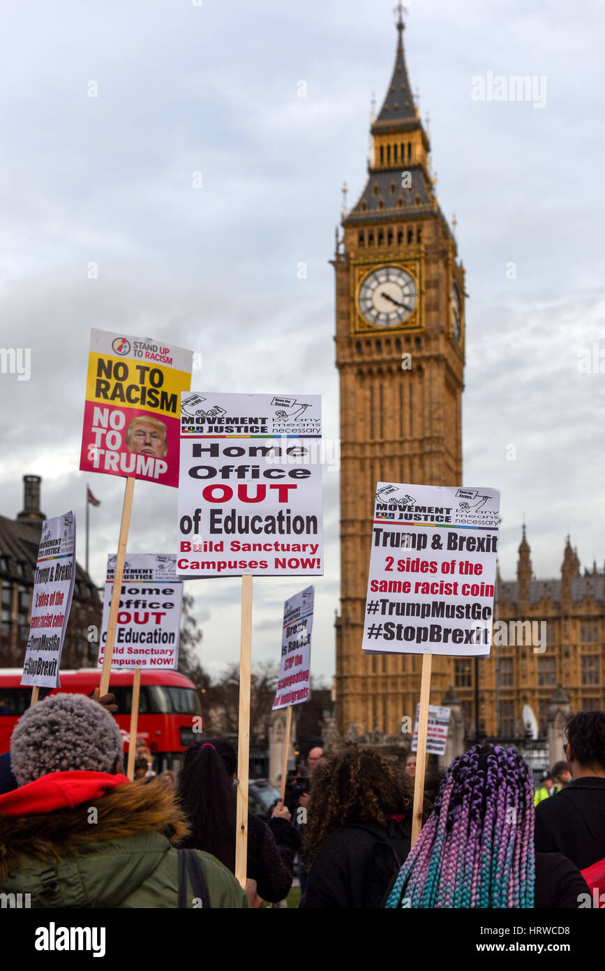 Trump Stop Stop & Brexit manifestation à Parliament Square, Londres. Banque D'Images