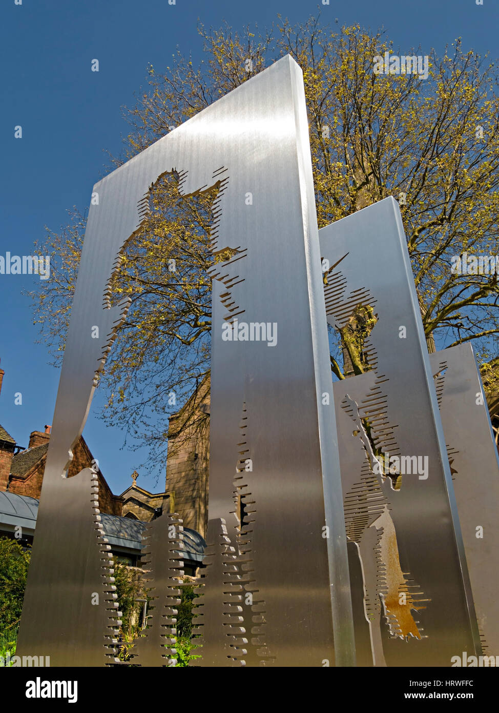 Vers l'immobilité - moderne le roi Richard iii sculpture en acier par dallas pierce quintero architectes, cathédrale de Leicester, Leicester, England, UK Banque D'Images