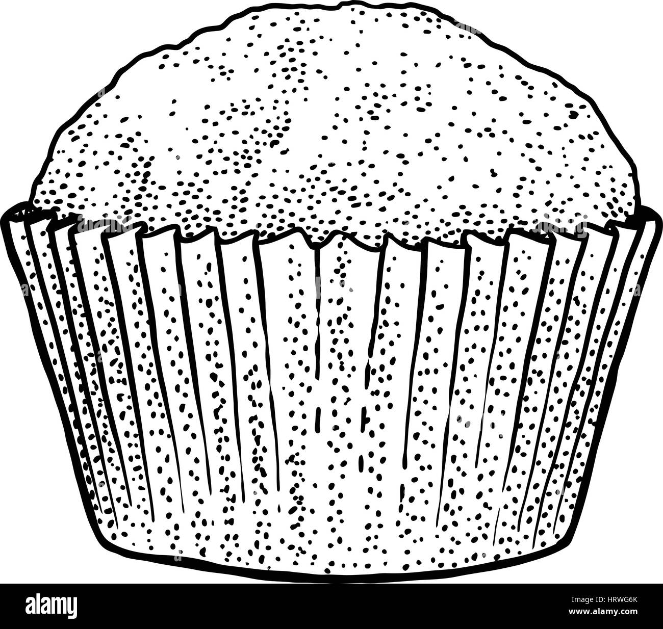 Cupcake illustration, dessin, gravure, encre, dessin au trait, vector Illustration de Vecteur