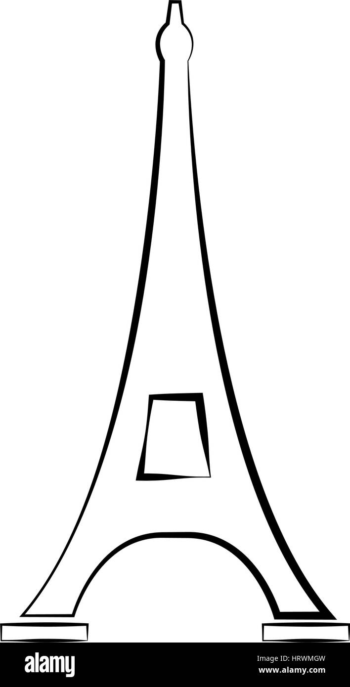 Icône de Tour Eiffel illustrées sur un fond blanc dans le Vector Illustration de Vecteur