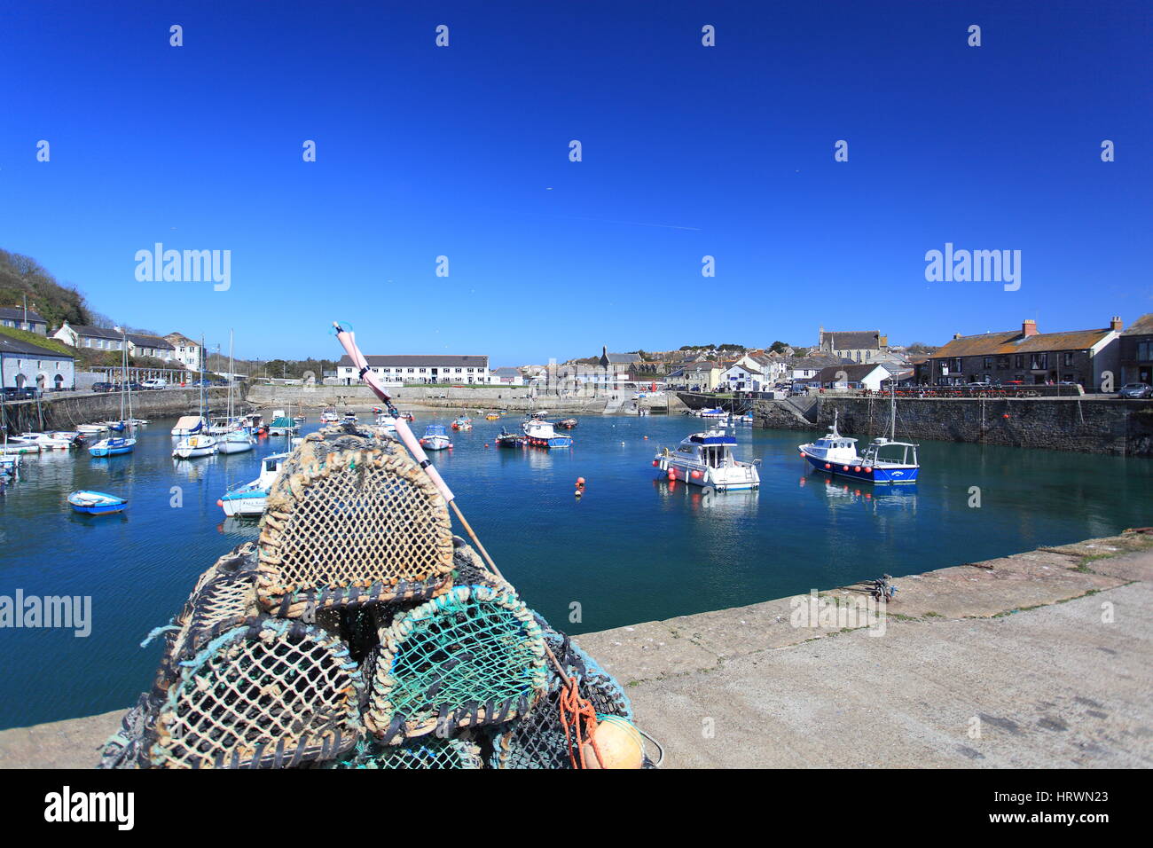 En Porthleven Cornwall, en Angleterre. Banque D'Images