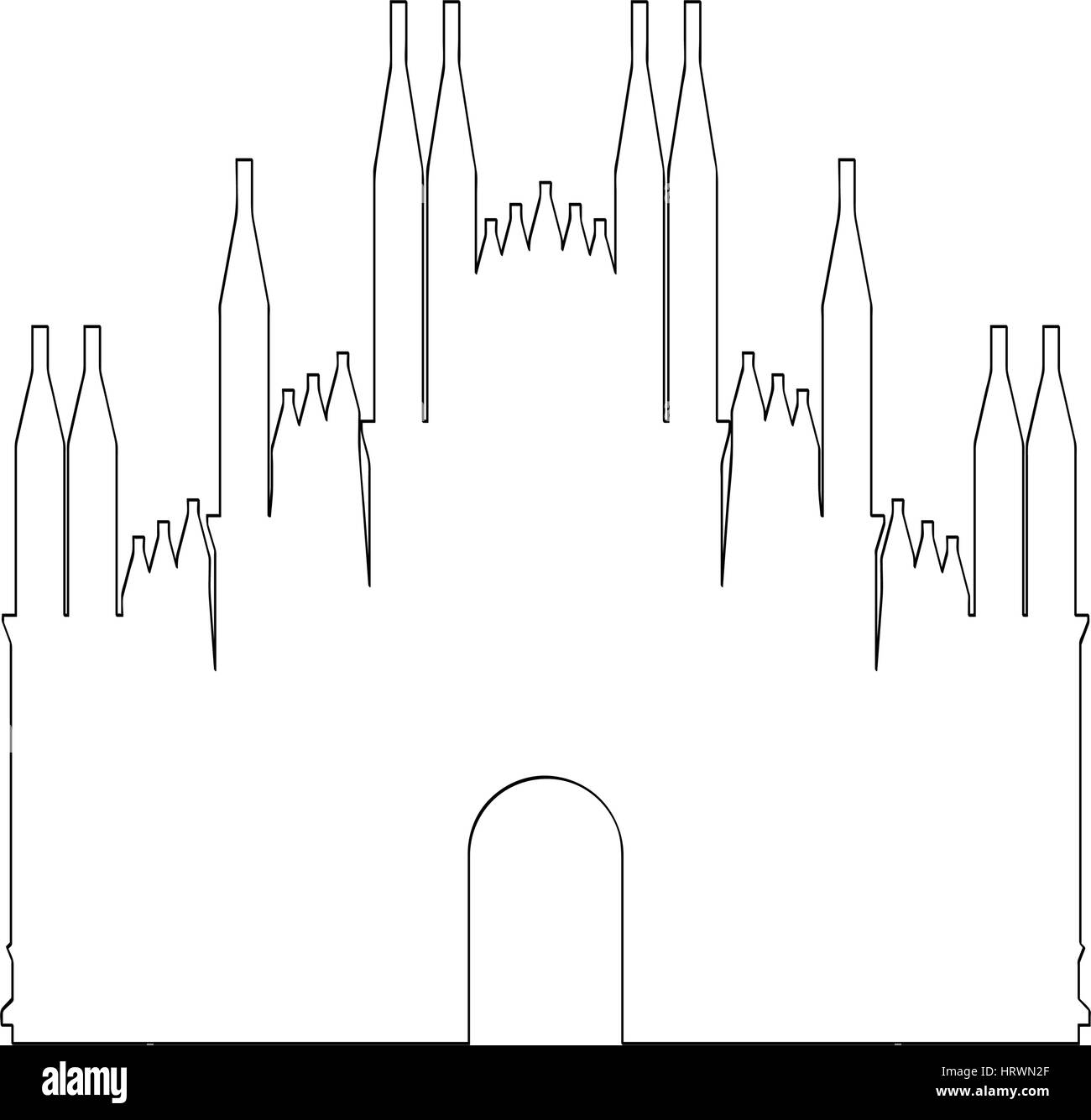 Cathédrale de Milan montre l'icône sur un fond blanc dans le Vector Illustration de Vecteur