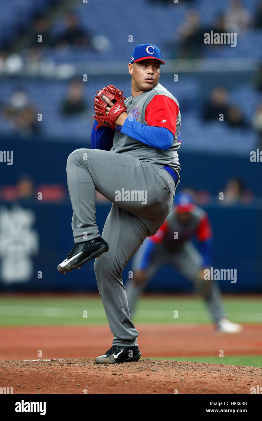 Osaka, Japon. 3e Mar, 2017. Miguel Lahera (CUB) Baseball : 2017 World Baseball Classic Exposition match entre la Orix Buffaloes 3-3 Cuba au Kyocera Dome Osaka à Osaka, Japon . Credit : Yohei Osada/AFLO SPORT/Alamy Live News Banque D'Images