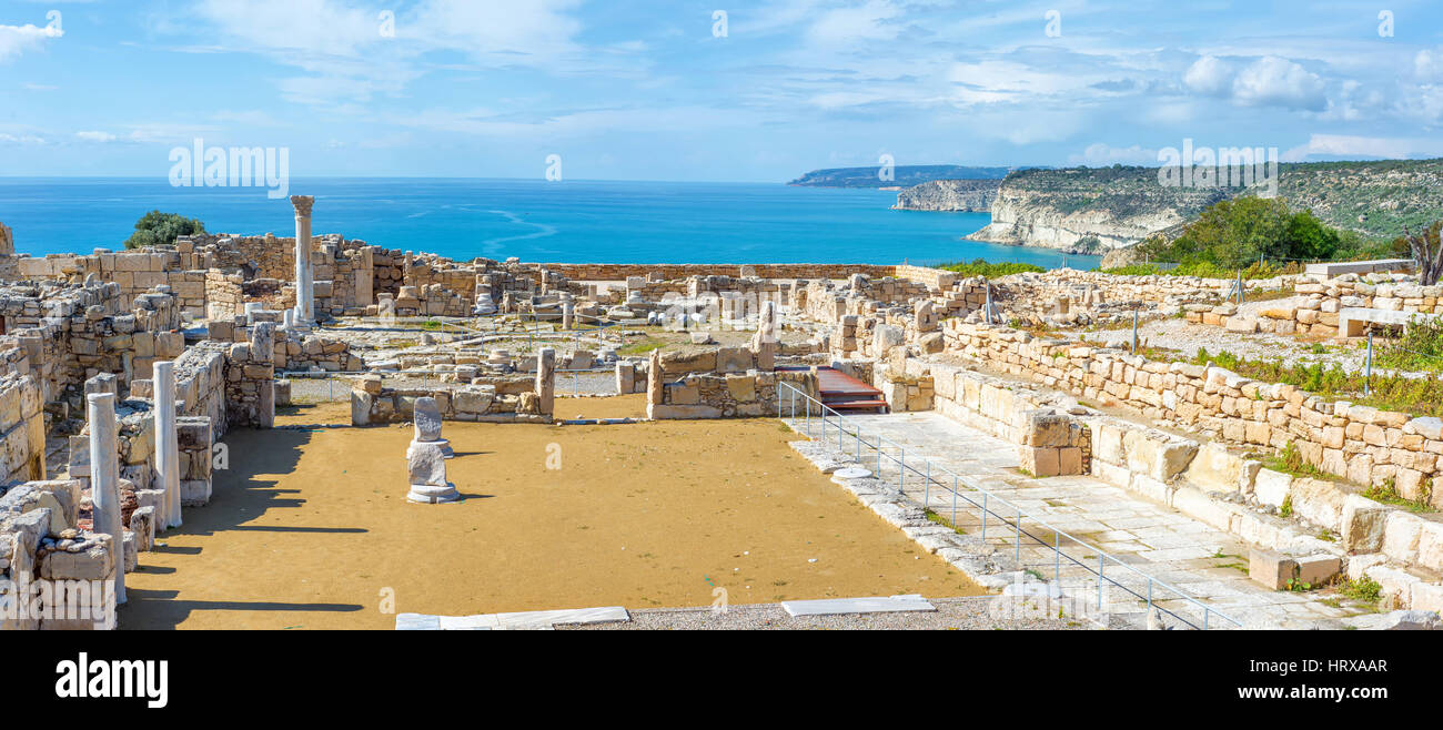 Vue panoramique sur le site archéologique de Kourion. Chypre, Limassol District Banque D'Images