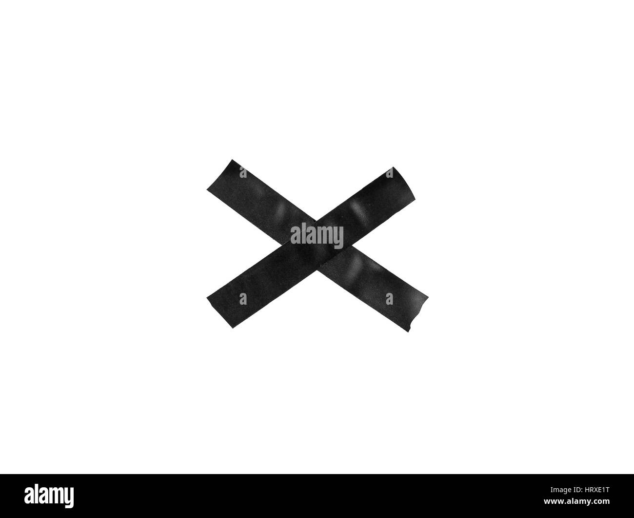 Noir X signe de ruban en plastique sur le fond blanc. Banque D'Images