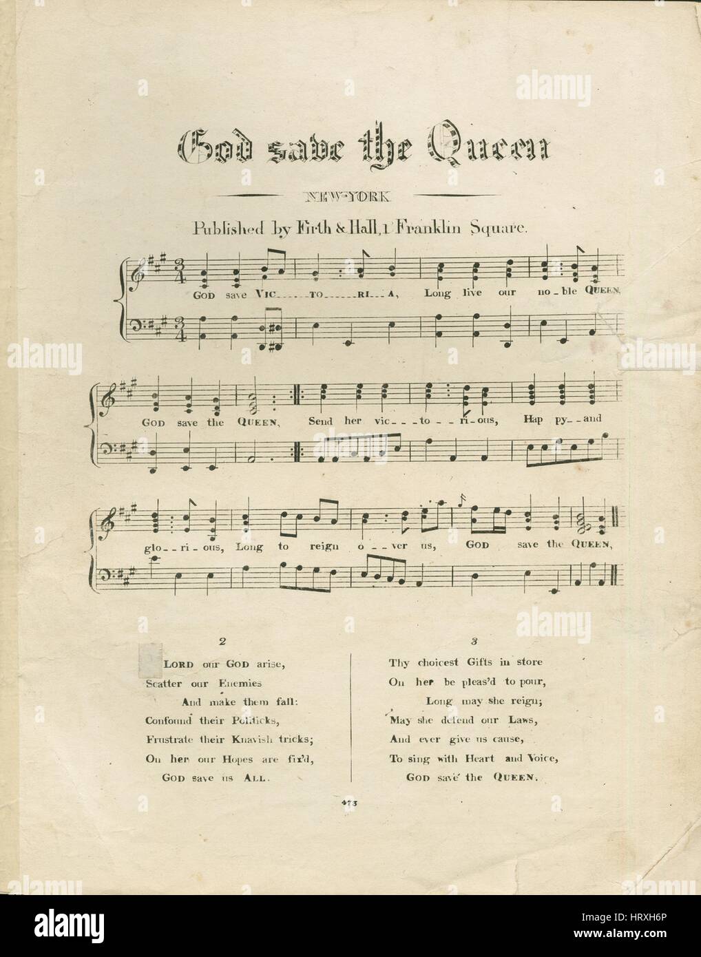 Sheet Music image de couverture de la chanson 'God Save the Queen', avec  une œuvre originale lecture notes 'na', United States, 1900. L'éditeur est  répertorié comme 'Firth et Hall, 1 Franklin Square',