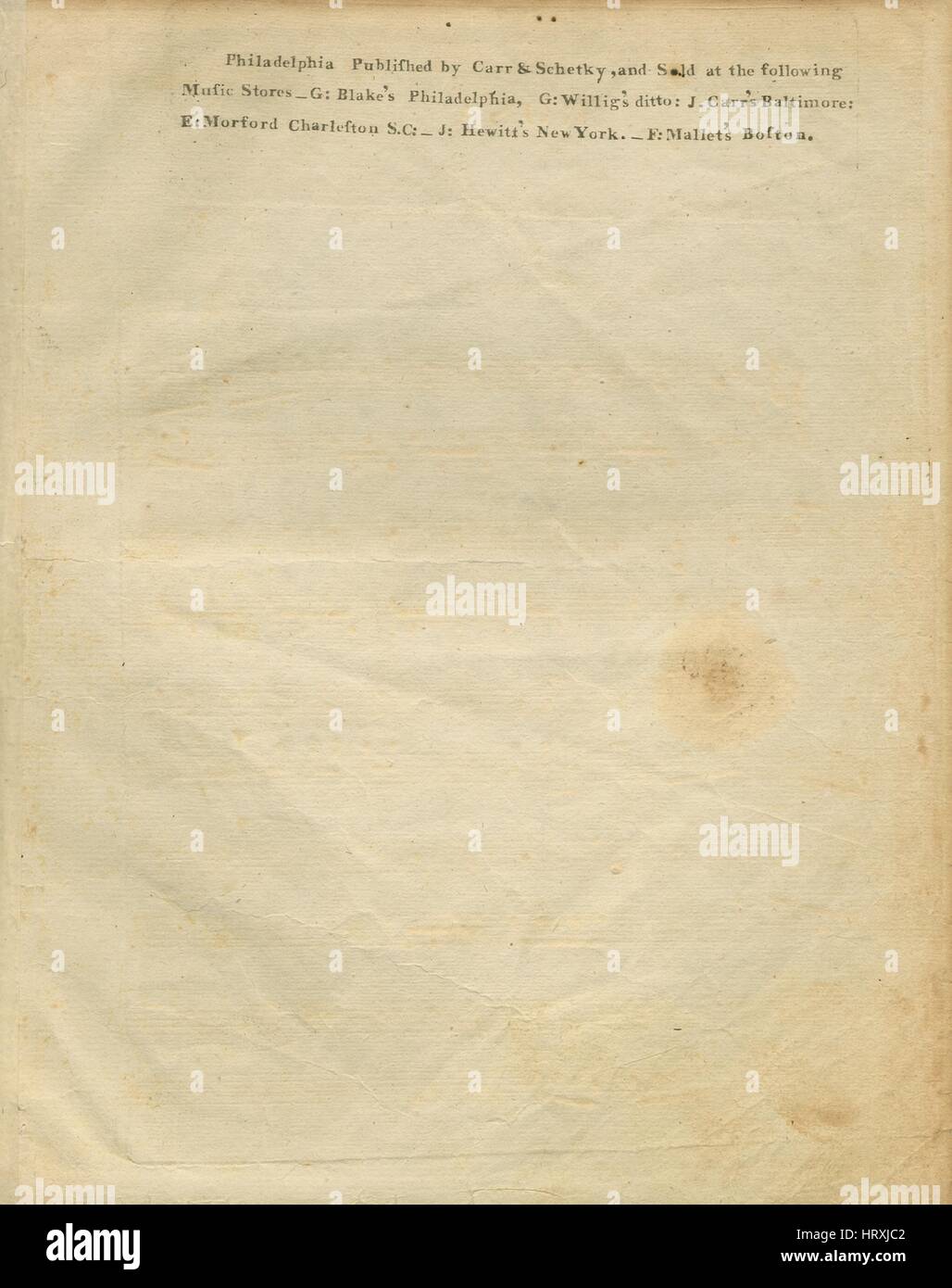 Sheet Music image de couverture de la chanson 'Rosa Titre de la série No1 de la revue musicale pour le piano-forte Section Vocal', avec une œuvre originale lecture notes ' composé par un Reinagle sélectionnés et classés par Benjamin Carr', United States, 1806. L'éditeur est répertorié comme "J. Carr', la forme de composition trophique est 's.', l'instrumentation est 'piano et voix", la première ligne se lit 'Majestic rose le jour de Dieu dans yon burnish lumineux ciel avait ;', et l'illustration artiste est répertorié comme 'Aucun'. Banque D'Images