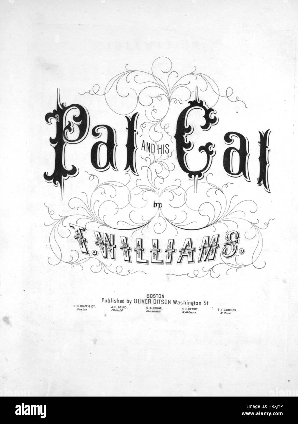 Sheet Music image de couverture de la chanson 'Pal et son Gal [couverture] Tolérance, ou, Pat et son chat [intérieur]', avec une œuvre originale lecture notes par 'T Williams', United States, 1900. L'éditeur est répertorié comme 'Oliver Ditson, Washington St.', la forme de la composition est "avec chœur trophique', l'instrumentation est 'piano et voix", la première ligne se lit "Dans une ville de ould Irlande, pas libre d'infections', et l'illustration artiste est répertorié comme 'Aucun'. Banque D'Images